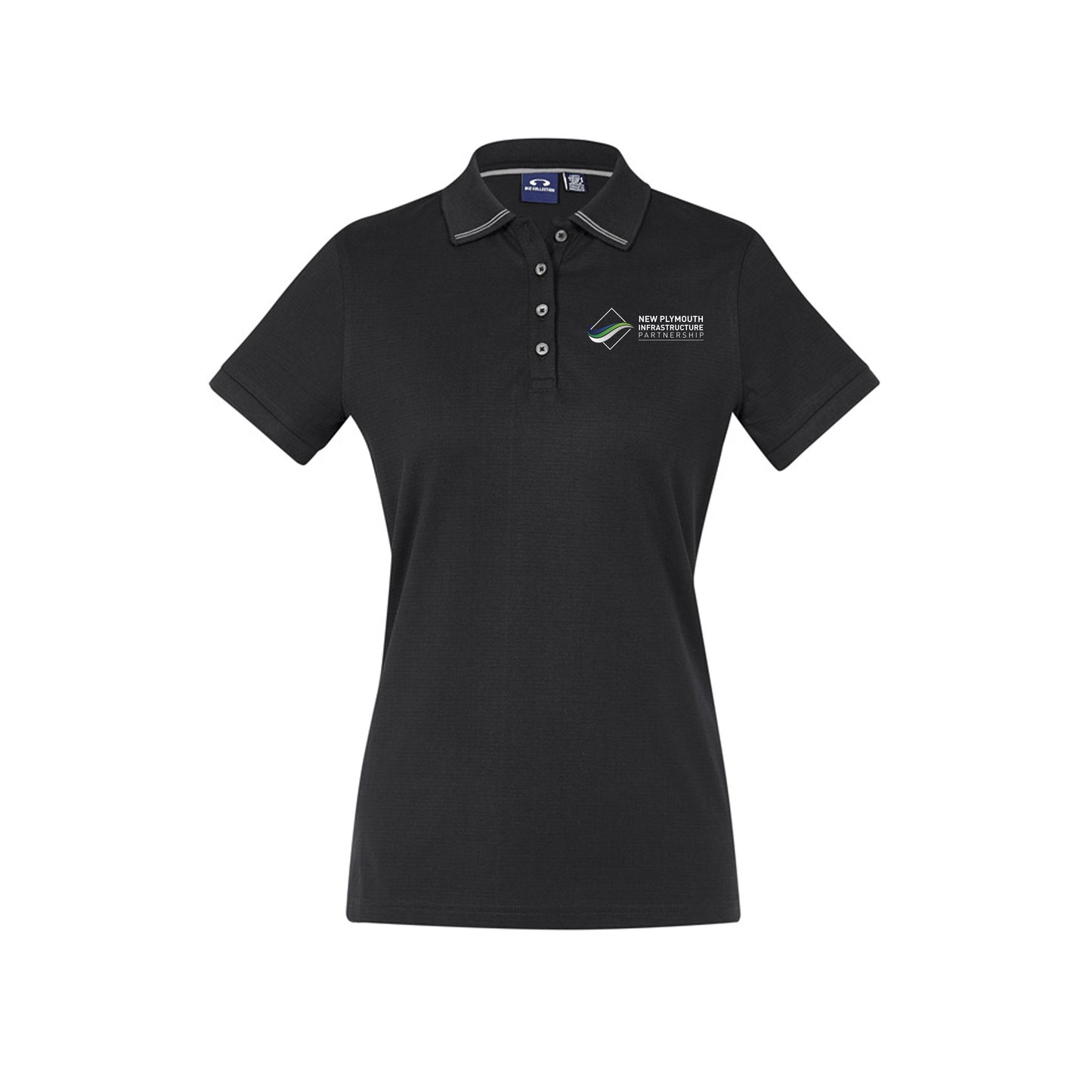 Womens Aston Short Sleeve Polo - BLACK/SILVER GREY