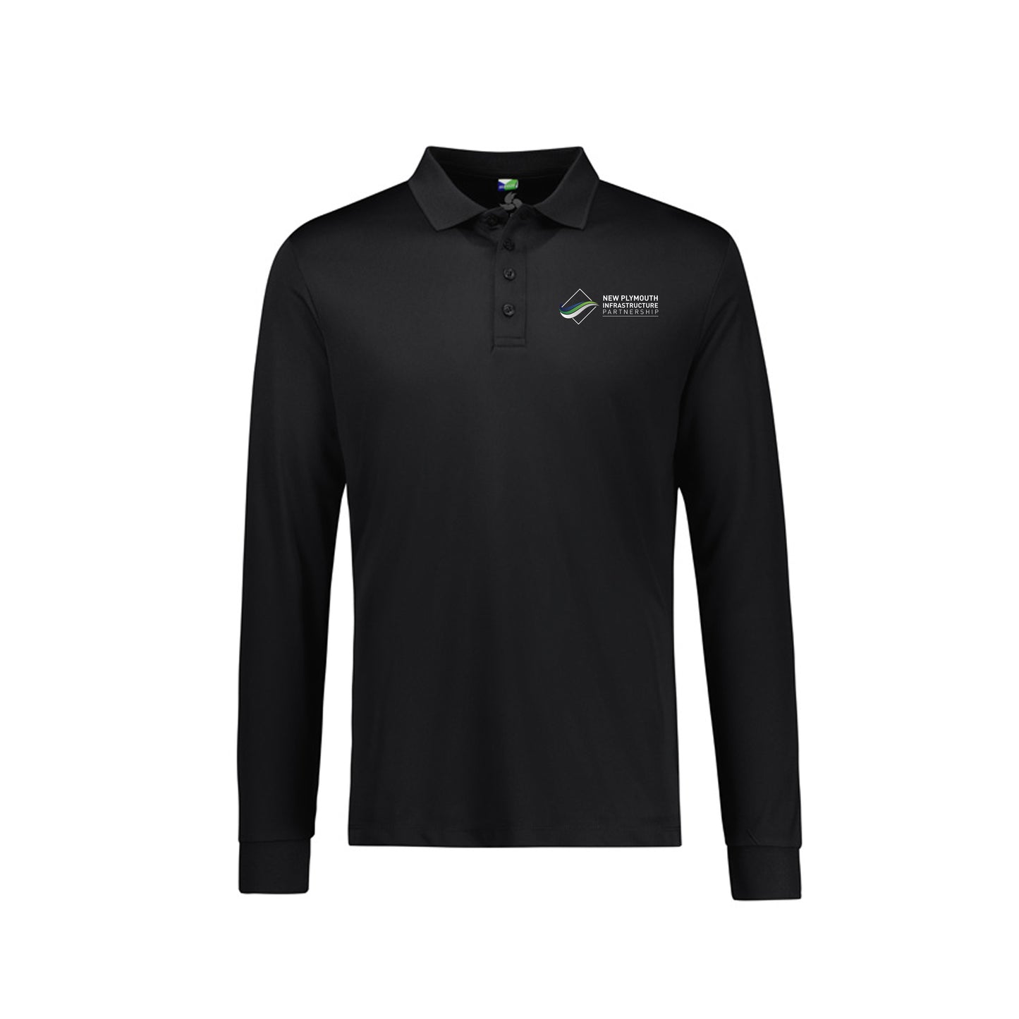 Mens Action Long Sleeve Polo - BLACK