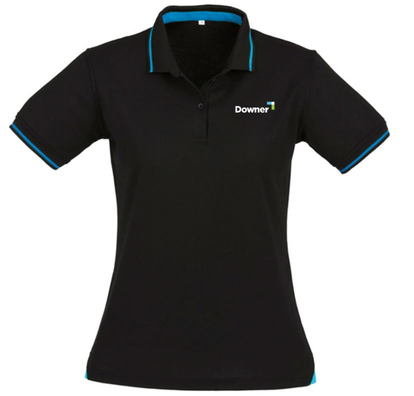 Womens Jet Short Sleeve Polo - BLACK/CYAN