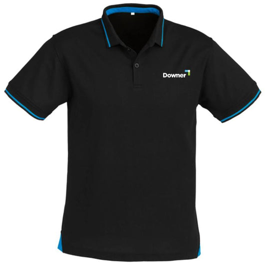 Mens Jet Short Sleeve Polo - BLACK/CYAN