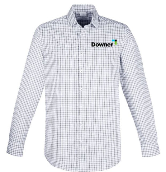 Noah Mens Long Sleeve Classic Fit Shirt - WHITE/STORM BLUE