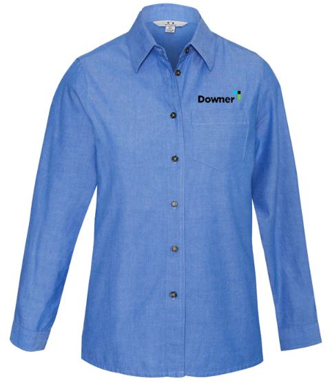 Ladies Long Sleeve Chambray Shirt - CHAMBRAY