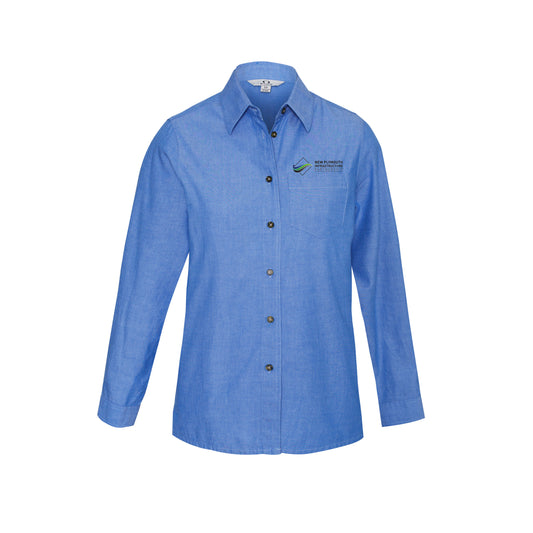 Ladies Long Sleeve Chambray Shirt - CHAMBRAY