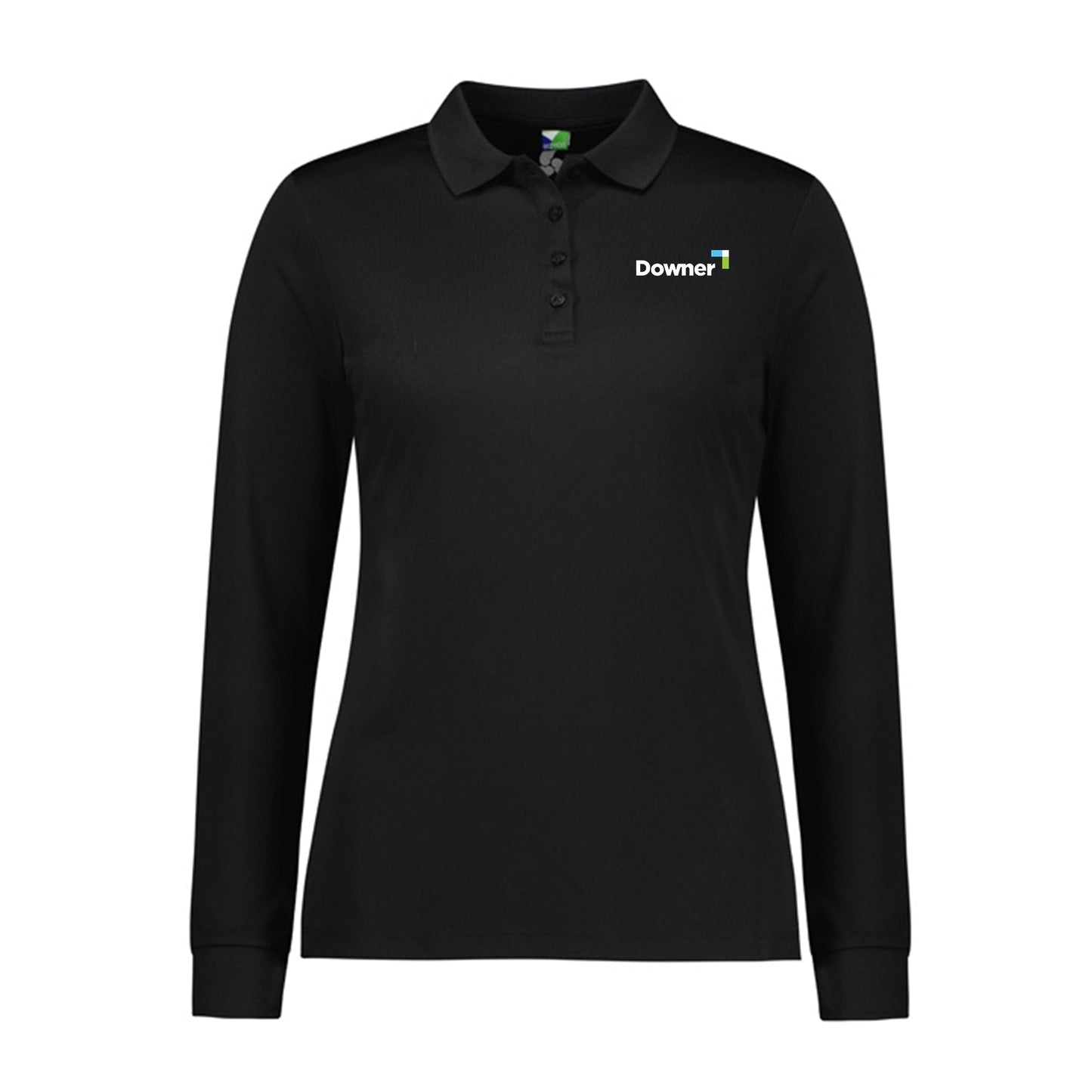Womens Action Long Sleeve Polo - BLACK