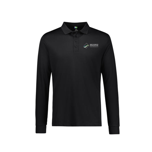 Mens Action Long Sleeve Polo - BLACK