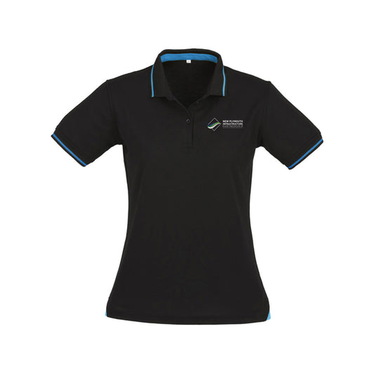 Womens Jet Short Sleeve Polo - BLACK/CYAN