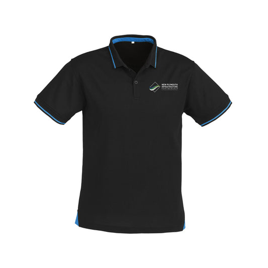 Mens Jet Short Sleeve Polo - BLACK/CYAN