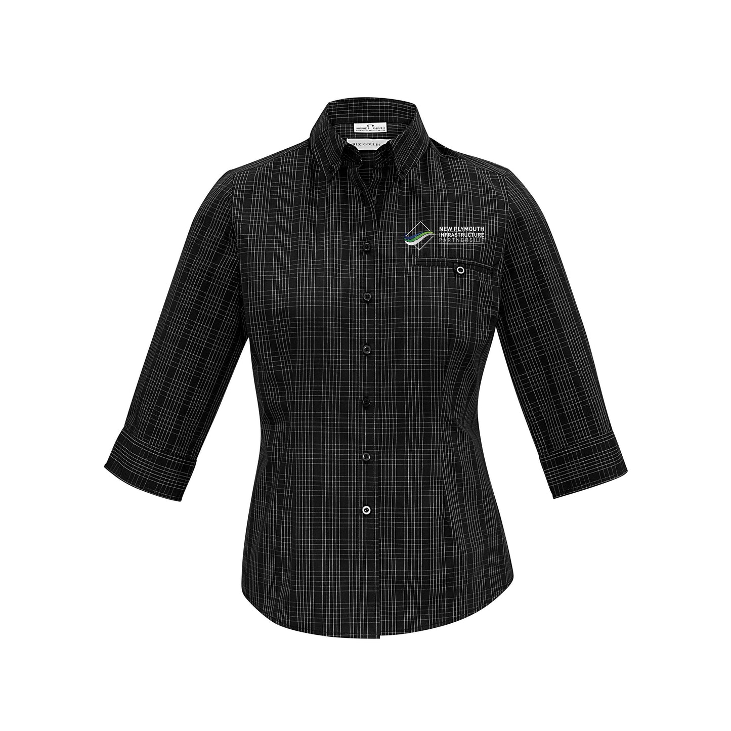 Womens Harper 3/4 Sleeve Shirt - Black/Silver