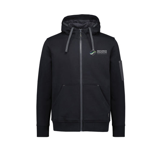 Unisex Zip Front Multi-Pocket Hoodie - BLACK/CHARCOAL
