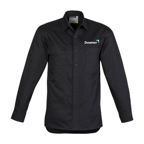 Mens Lightweight Tradie Long Sleeve Shirt - BLACK