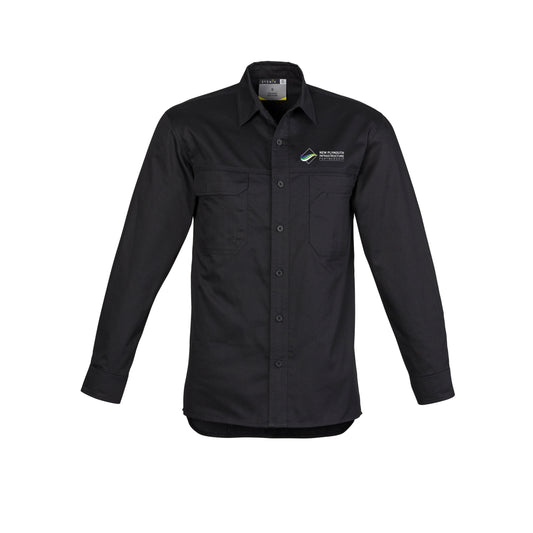 Mens Lightweight Tradie Long Sleeve Shirt - BLACK