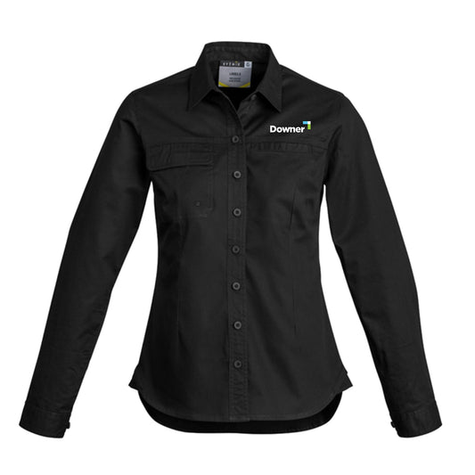 Womens Lightweight Tradie Long Sleeve Shirt - BLACK