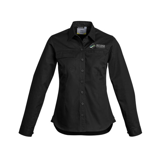 Womens Lightweight Tradie Long Sleeve Shirt - BLACK