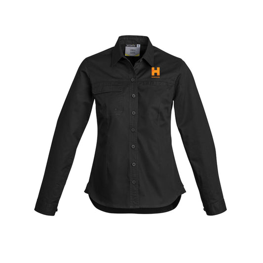 WOMENS LIGHTWEIGHT TRADIE L/S SHIRT - BLACK